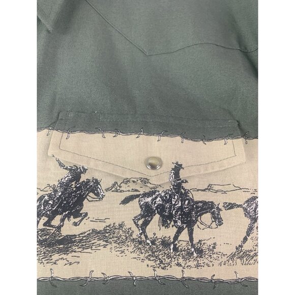 Roper Mens 100% Cotton Long Sleeve Pearl Snap Cowboy Print Western Shirt Size L - Picture 5 of 9